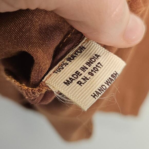 Solitaire By‎ Ravi Khosla Burt Orange V-Neck Embroidered Boho Top Size Small - Picture 8 of 9